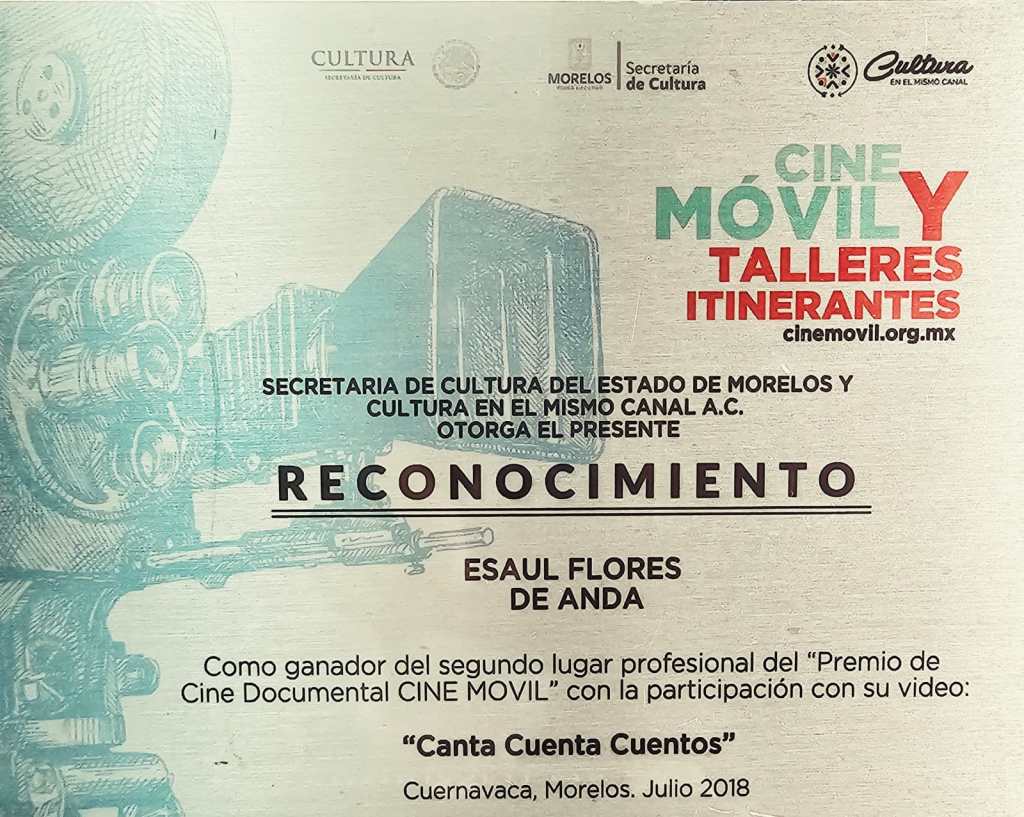 2o Lugar – Muestra de Cine en&nbsp;Morelos.